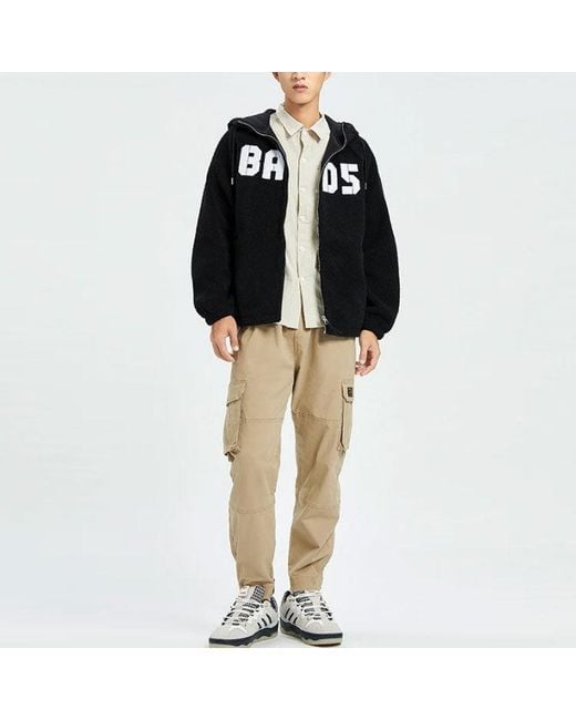 Li-ning Black Badfive Logo Full Zip Hooded Jacket for men