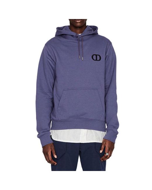 Dior Blue Fw21 Logo Alphabet Embroidered Solid Color Pullover for men