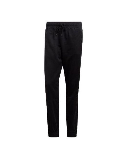 Adidas Black Training Running Printing Logo Knit Sports Long Pants for men