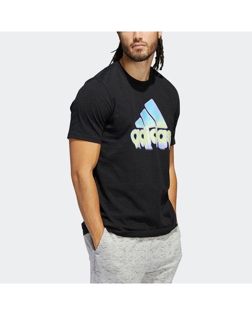 Adidas Black Alphabet Logo Round Neck Short Sleeve T-Shirt for men