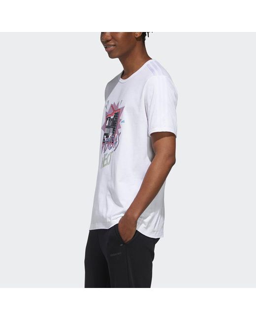 Adidas White Neo Funny Printing Sports Round Neck Short Sleeve for men