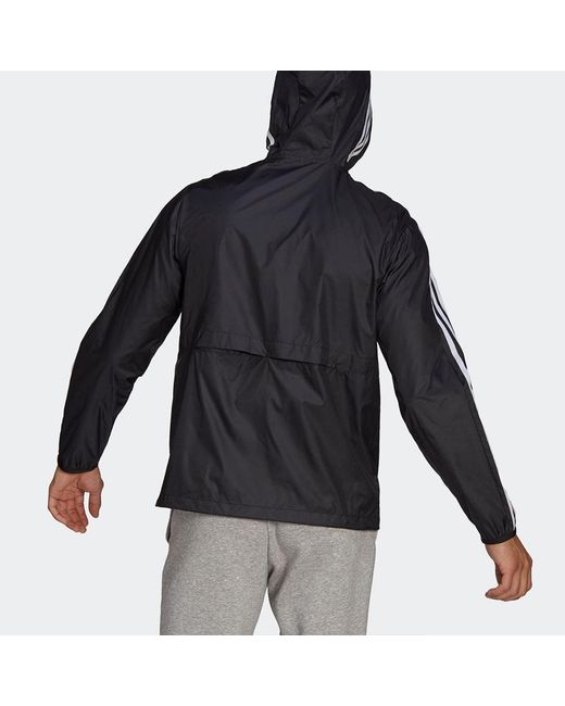 Adidas Black Classic 3-Stripes Windbreaker Jacket for men