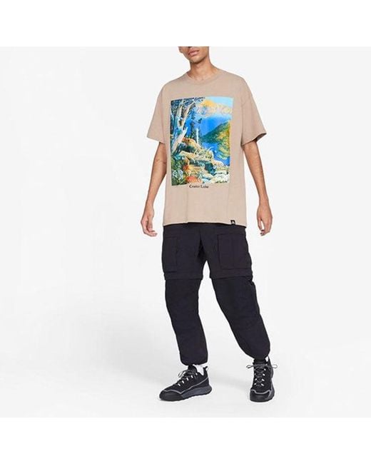 Nike Blue Acg Crater Lake Sports Printing Pattern Round Neck Short Sleeve for men