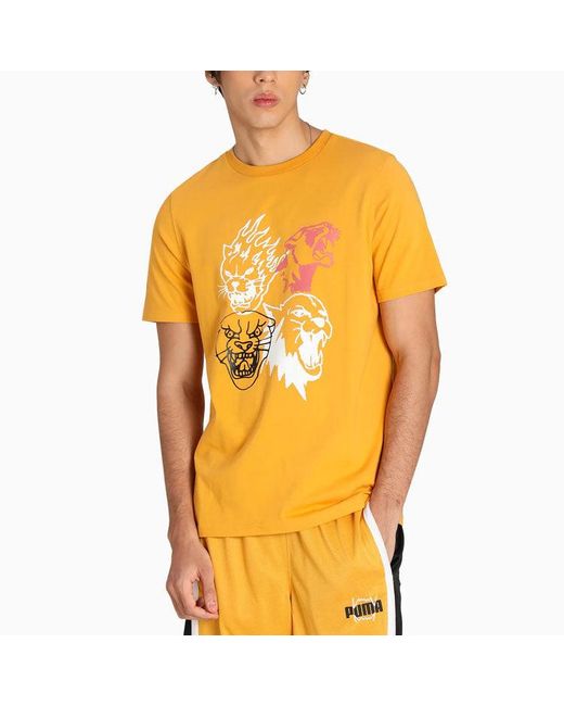 PUMA Yellow 4Th Quarter Short Sleeve T-Shirt for men