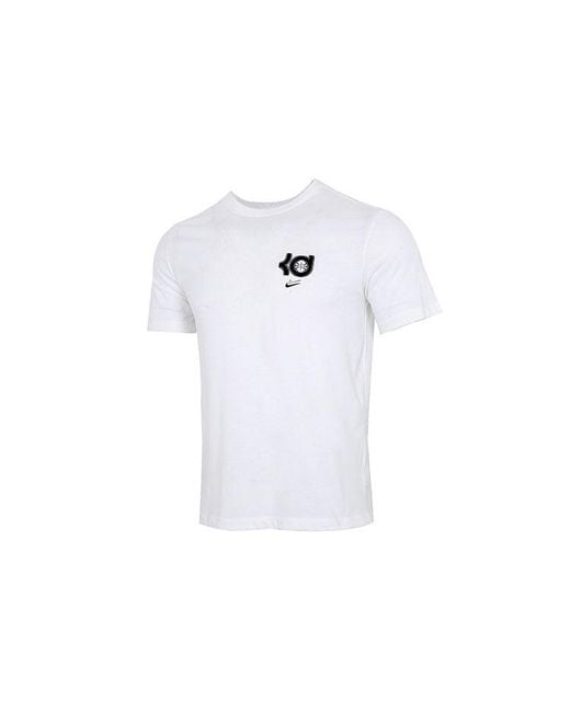 Nike White Dri-Fit Kd Durant Printing Sports Round Neck Basketball Short Sleeve for men