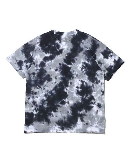 Nike Blue Sportswear Sports Loose Tie Dye Printing Round Neck Short Sleeve for men