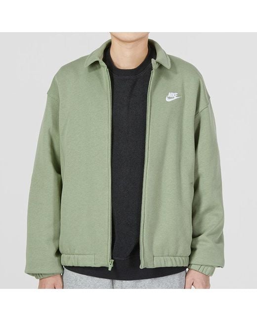 Nike Green Club Fleece Harrington Jacket for men