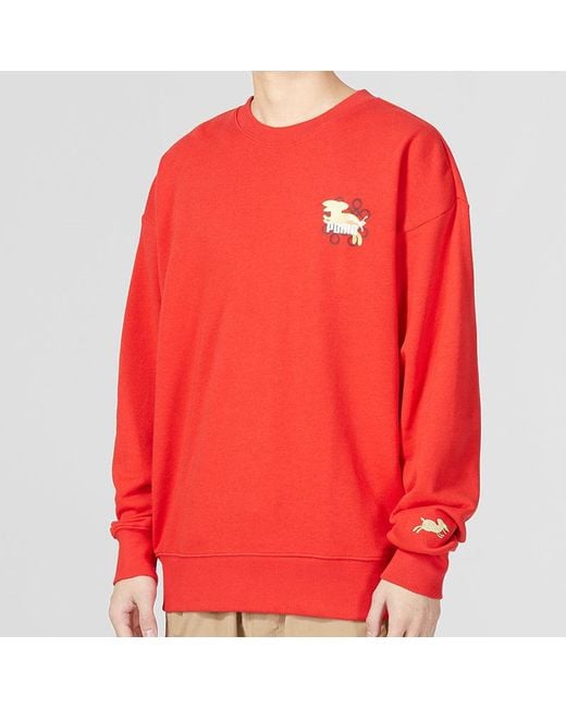 PUMA Red Essentials Cny Graphic Logo Sweatshirt for men