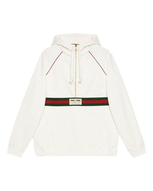 Gucci White Sweatshirt With Web And Label, Ready-To-Wear for men