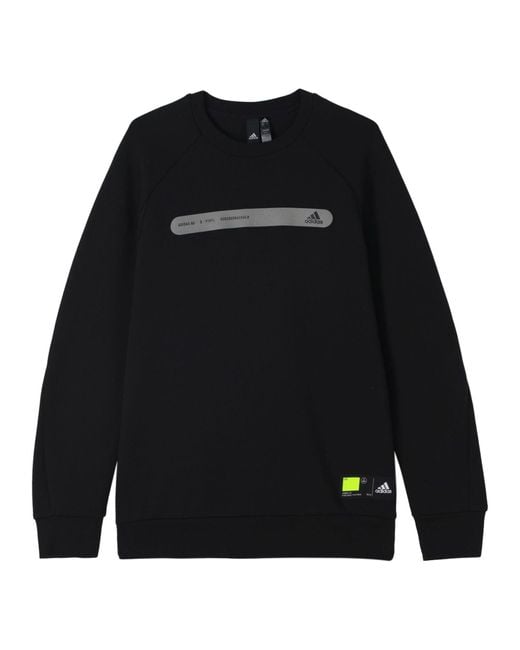 Adidas Black Th Swt Dk Ref Logo Printing Sports Pullover Round Neck for men