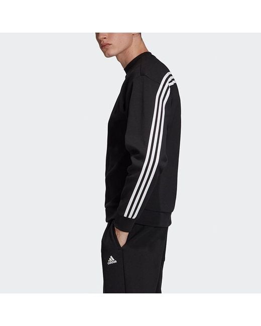 Adidas Black Mh 3S Crew Casual Sports Solid Color Round Neck for men
