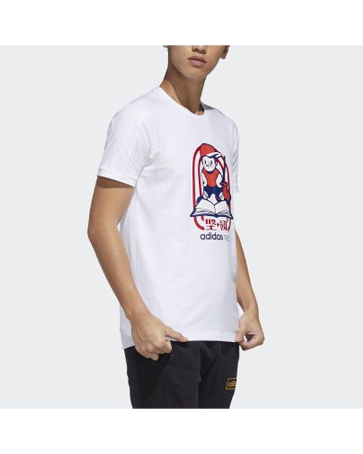 Adidas White Neo Gk Tee4 Round Neck T-Shirt for men