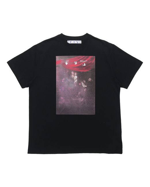 Off-White c/o Virgil Abloh Black Pattern Arrow Printing Loose Fit Short Sleeve for men