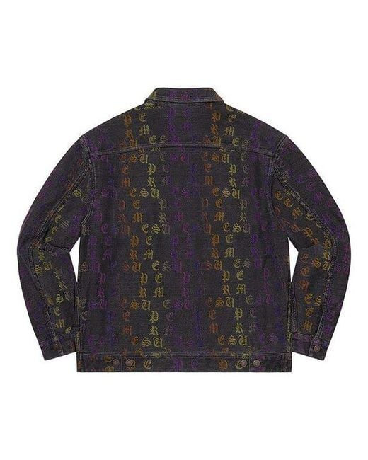 Supreme Black Gradient Jacquard Denim Work Jacket for men
