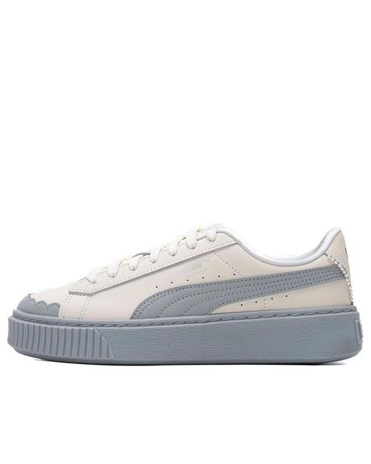 PUMA White (Wmns) Basket Platform Shoes 'Pearl'