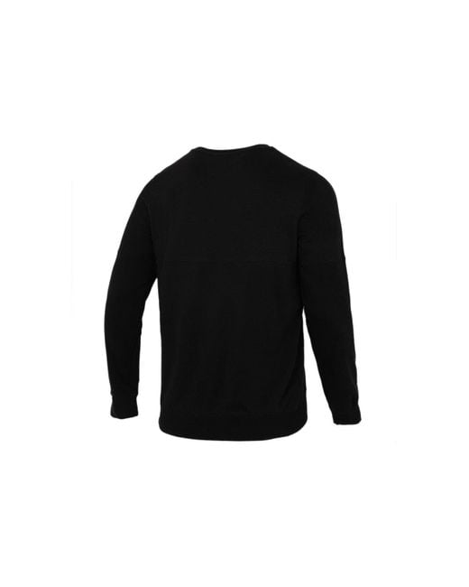 PUMA Black Solid Color Logo Sports Round Neck Pullover for men