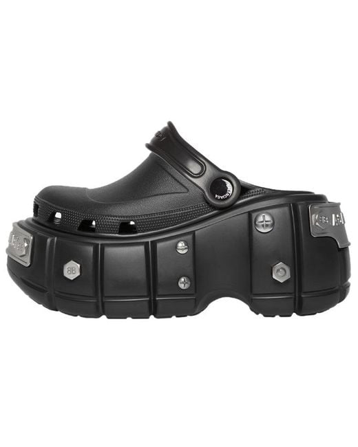 Balenciaga Black X Crocstm Platform Mules