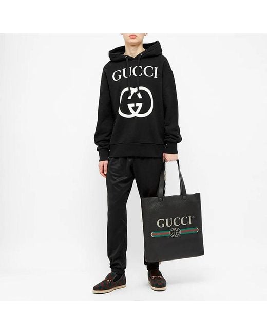 Gucci Black Hoodies Interlocking G for men