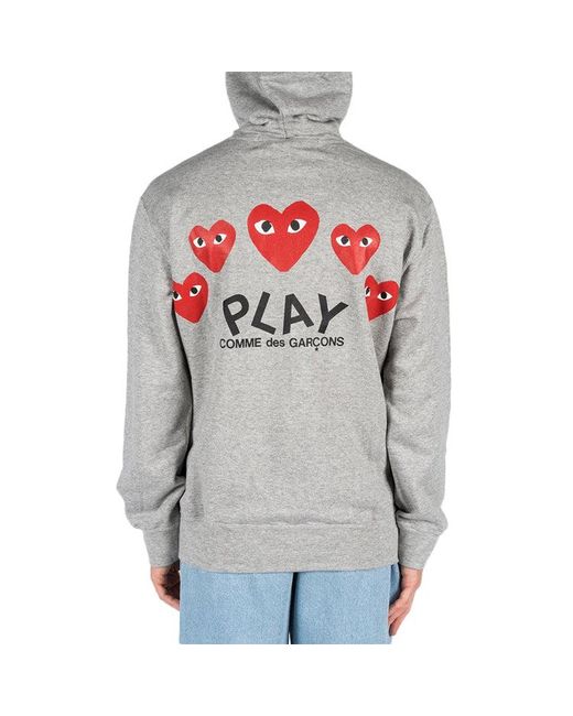 COMME DES GARÇONS PLAY Gray (Wmns) Small Emblem Zip Hooded Sweatshirt Az-T311-051-1