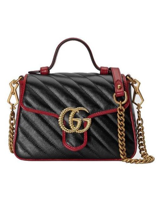 Gucci Black (Wmns) Gg Marmont Series Mini Hand Bag Single Shoulder Bag