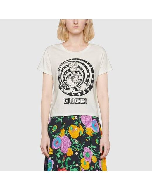 Gucci White (Wmns) X Disney Donald Duck Printed Short-Sleeved For