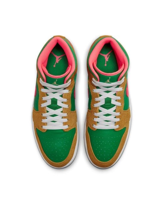 Nike Jordan 1 Mid 'Wheat Watermelon' in Green for Men | Lyst UK