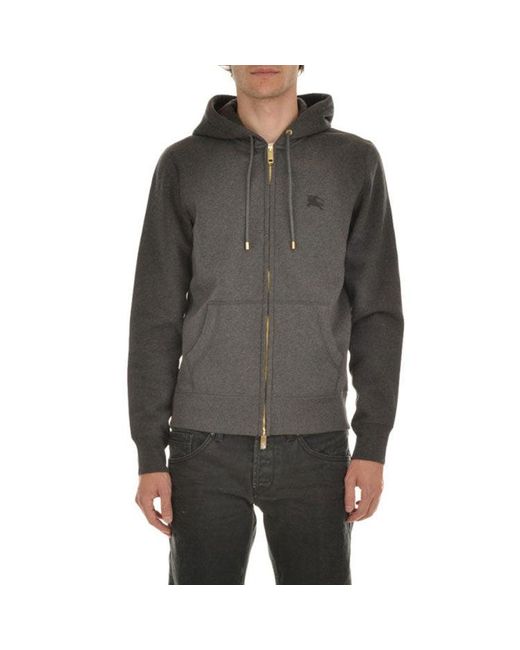 Burberry Gray Logo Embroidery Cotton Zipper Jacket Coat for men