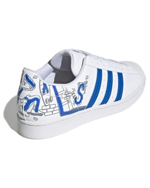 Adidas Blue Originals Superstar Cozy Wear-Resistant Casual Skate Shoes for men