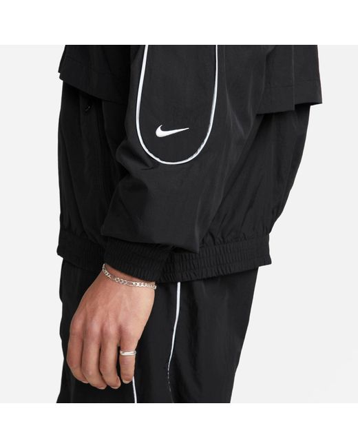 Nike Black Solo Swoosh Woven Track Jackets for men