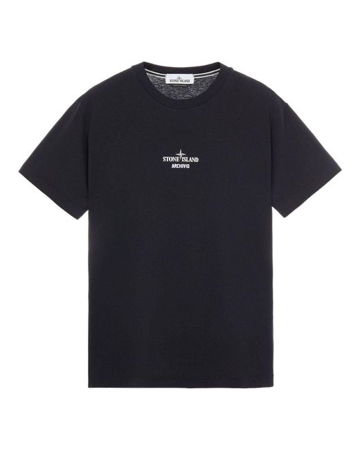 Stone Island Blue "Archivio" Logo T-Shirt for men