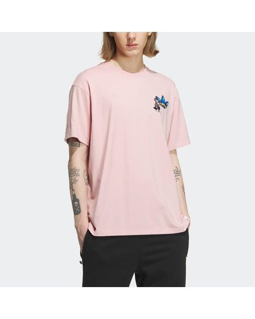 Adidas Pink Originals X Monkey Kingdom Gfx T-Shirt for men