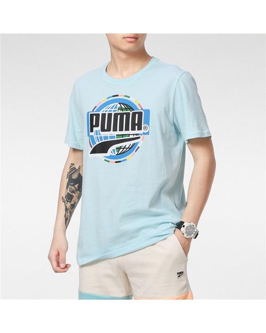 PUMA Blue Graphic T-Shirt for men