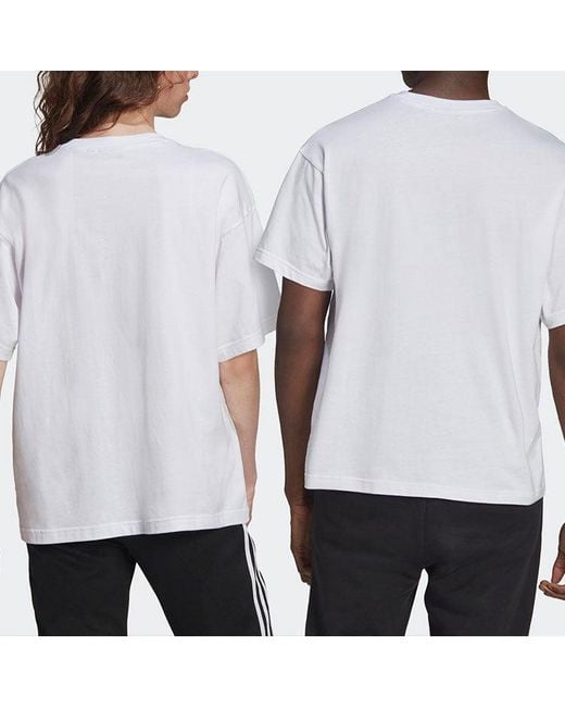 Adidas White Originals Love Unites Tre Casual Breathable Fabric Multi-Color Logo Sport Short Sleeve