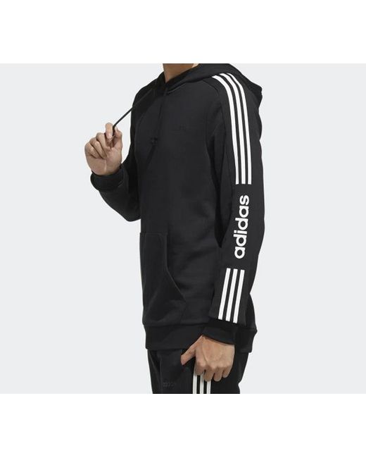Adidas Black Neo Ce 3S Hdy Side Stripe Knit Sports Pullover for men