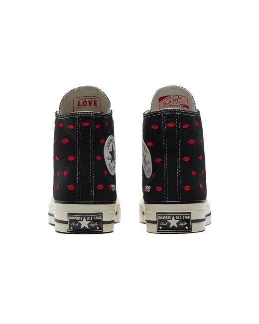Converse Black Chuck 70 Embroidered Lips Hi 'Love Me for men