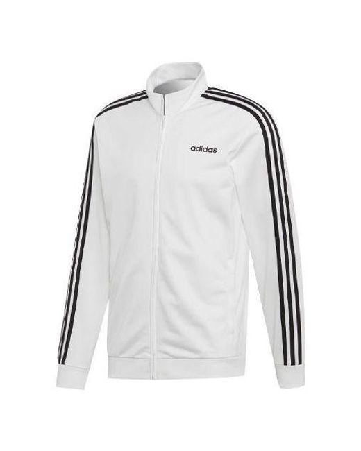 Adidas White Essentials3 Stripe Elastic Sports Jacket for men