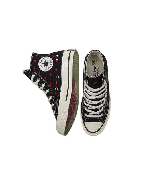 Converse Black Chuck 70 Embroidered Lips High 'Love Me for men