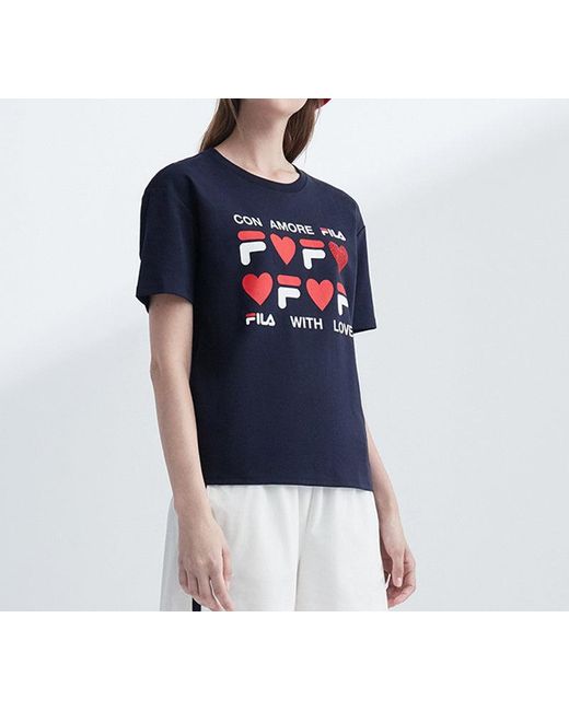 Fila Blue (Wmns) Logo Love Printing Short Sleeve