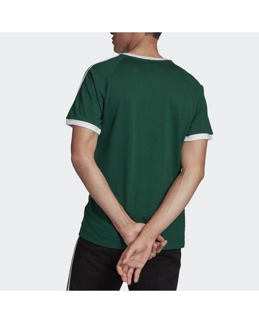 Adidas Green Originals 3-Stripes Tee Casual Round Neck Loose Logo Stripe Short Sleeve Dark for men