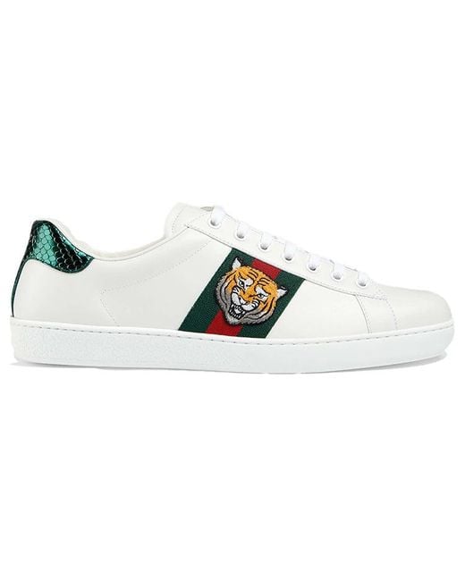 Gucci White Ace Embroidered 'Tiger' for men