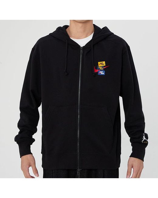 Nike Blue Woven Label Logo Sports Hooded Jacket Autumn for men