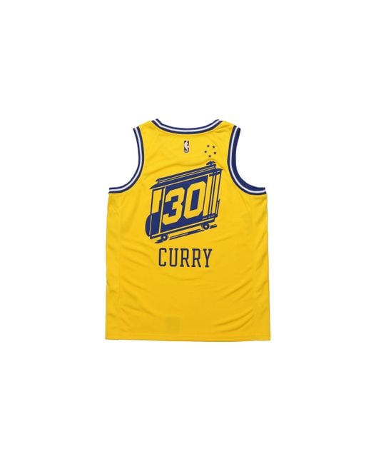 Nike Yellow Nba Golden State Warriors Hardwood Classics Curry Swingman Home Jersey for men