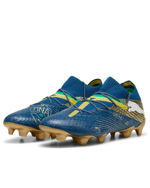 PUMA S Future 7 Ultimate Firm Ground Football Boots Blue/yellow/gold 9 for men