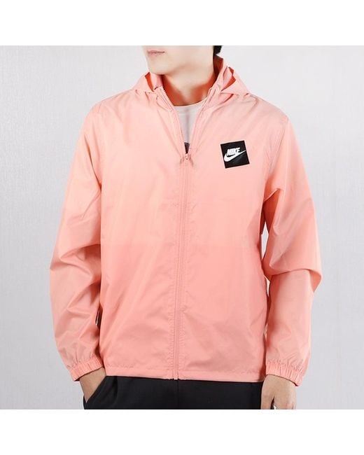 Nike Pink Casual Windproof Hooded Jacket for men
