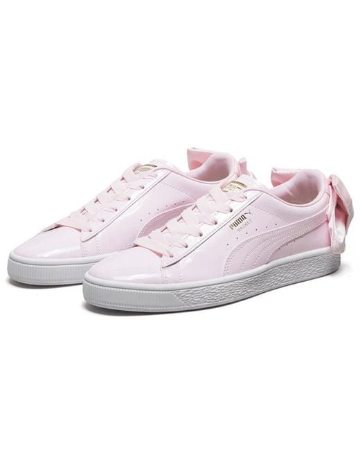 PUMA Pink (Wmns) Basket Bow Patent Casual Shoes