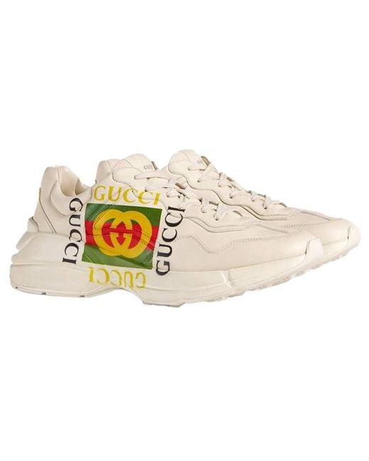 Gucci White Rhyton Leather Sneaker 'Vintage Logo' for men