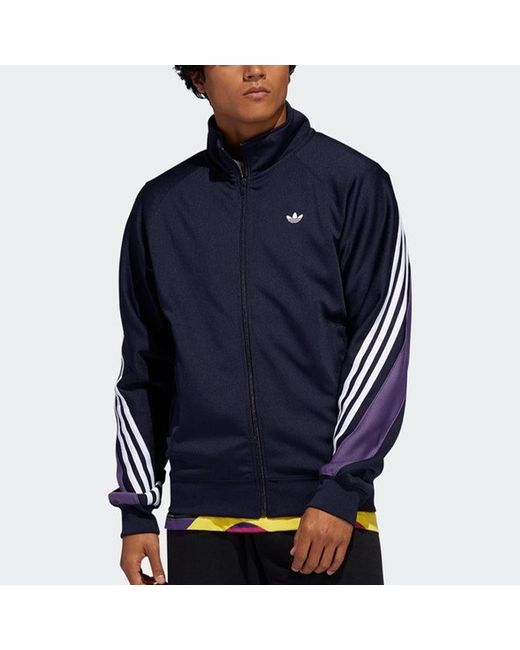 Adidas Blue Originals Stand Collar Casual Sports Jacket for men