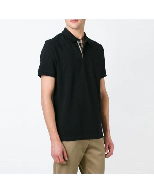 Burberry Blue Logo Embroidered Solid Color Cotton Classic Short Sleeve Polo Shirt for men
