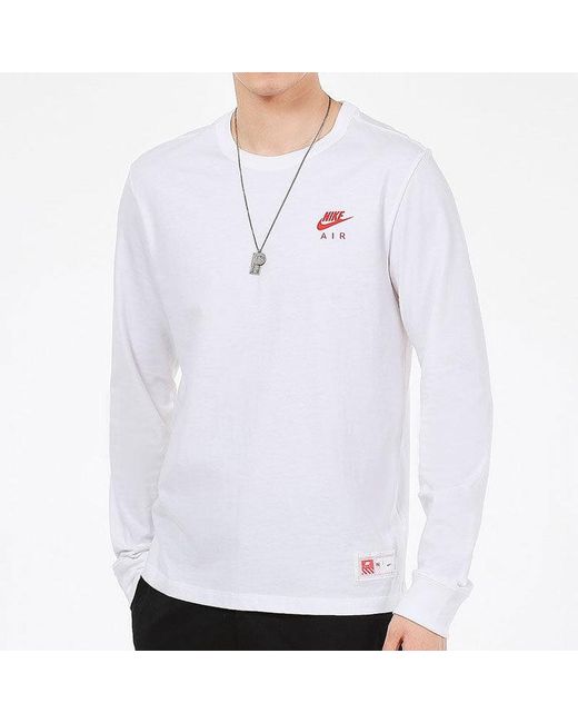 Nike White Sportswear Shoes Pattern Printing Sports Round Neck Long Sleeves T-Shirt for men