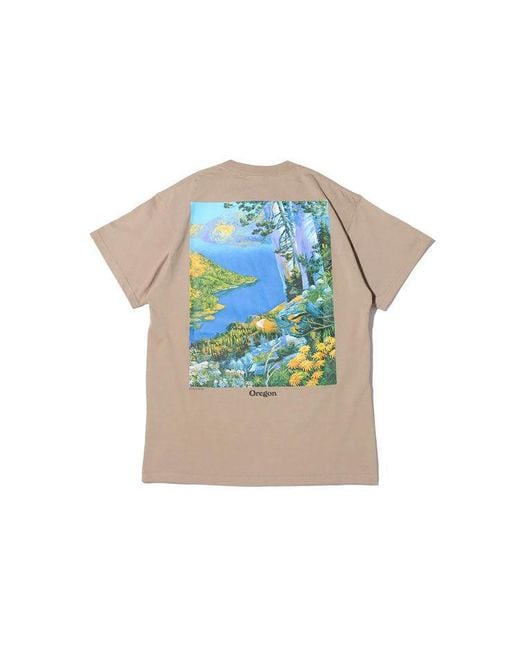 Nike Blue Acg Crater Lake Sports Printing Pattern Round Neck Short Sleeve for men
